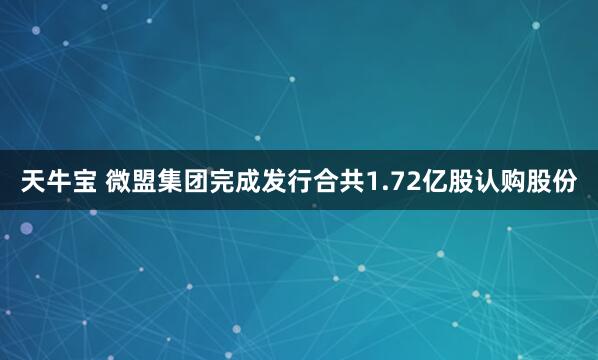 天牛宝 微盟集团完成发行合共1.72亿股认购股份